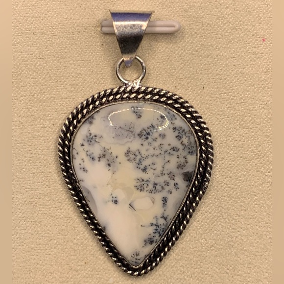 Australian Dendritic Opal Teardrop Pendant 925 Sterling Plated SPECIAL PRICE! 🤑 - Picture 6 of 10